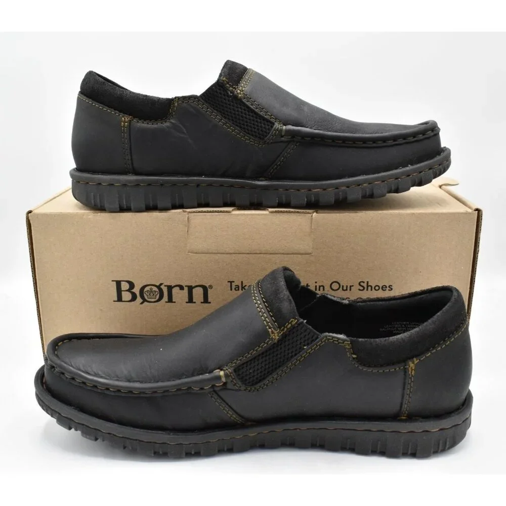 Born Mens‎ Size 8.5 Gudmund Black Full Grain Leather Slip On Casual Shoes